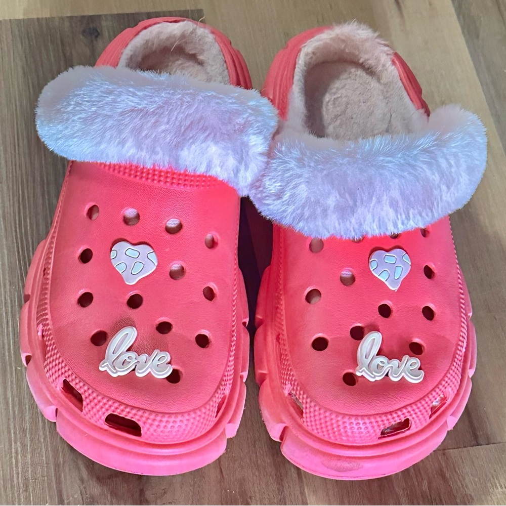 Pink Furry Clogs